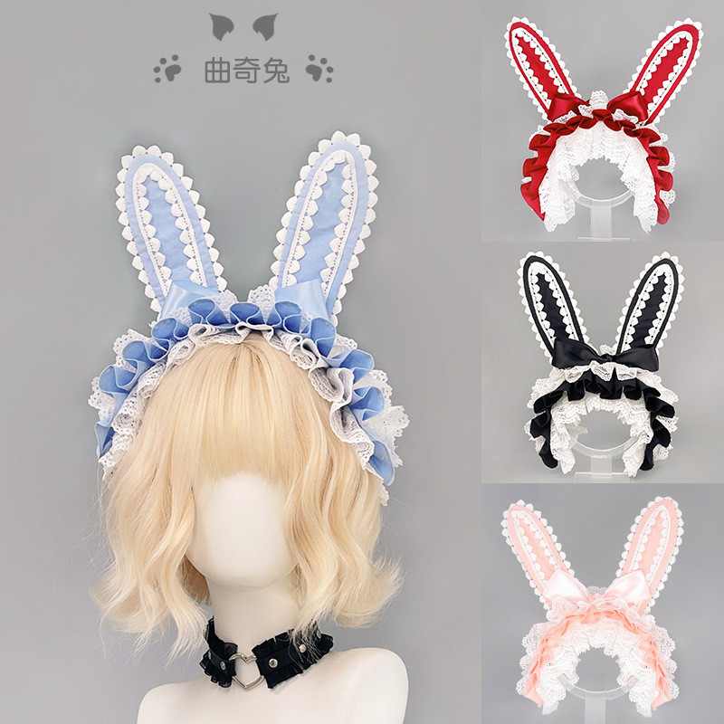 Cosplay Bando aksesori rambut telinga kelinci untuk cosplay pelayan, hiasan kepala Lolita, dapat dil