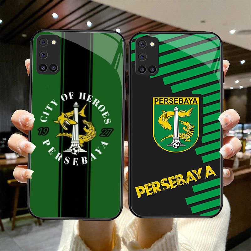 UP-11 Indonesian Persebaya Casing KACA untuk OPPO Reno F19 A92 A52 A94 5 A72 5F Pro Lite