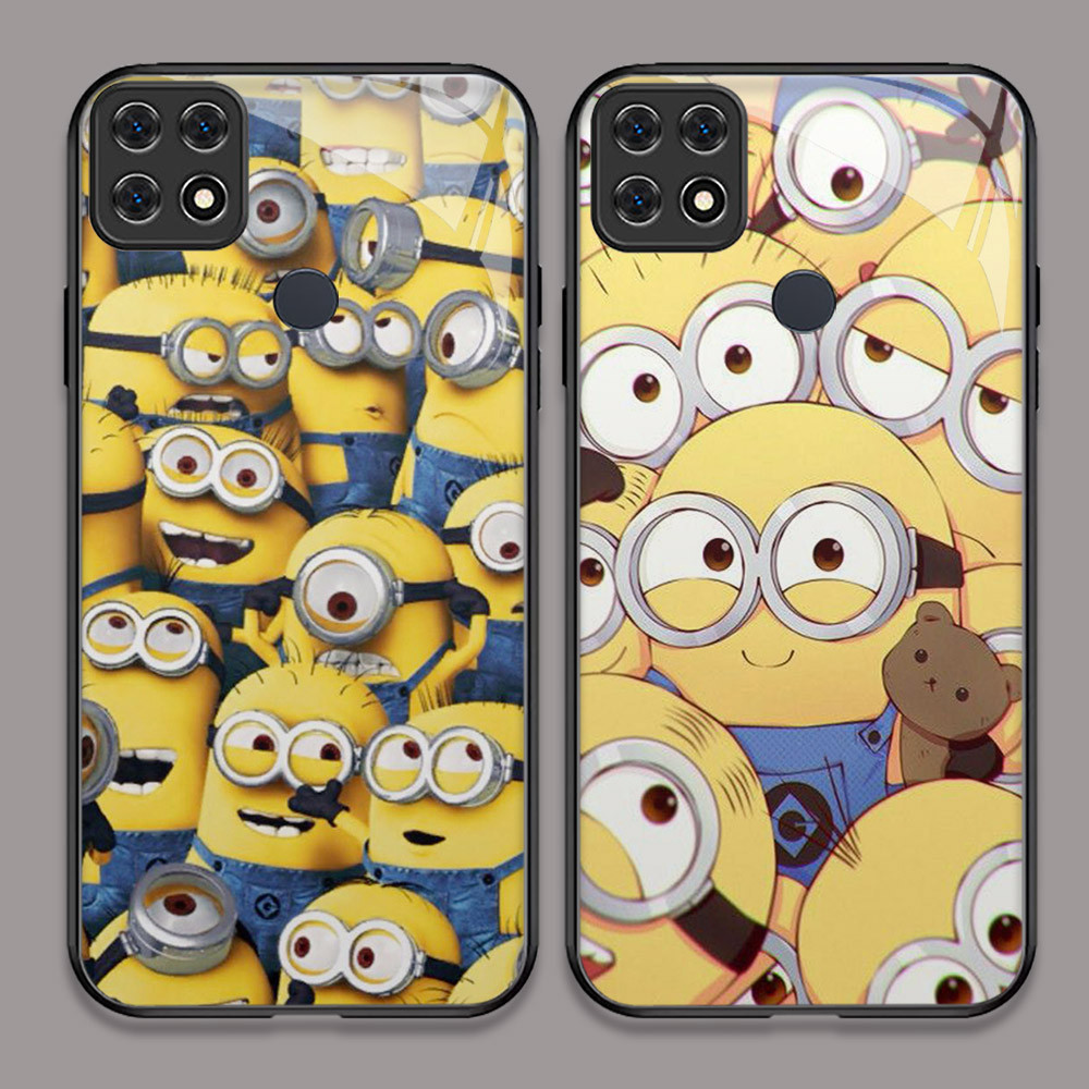 U-24 Minions HD Kaca Casing untuk OPPO Reno 4 Lite A54 A93 A15S 4F A16K A16E A15 A55 Case