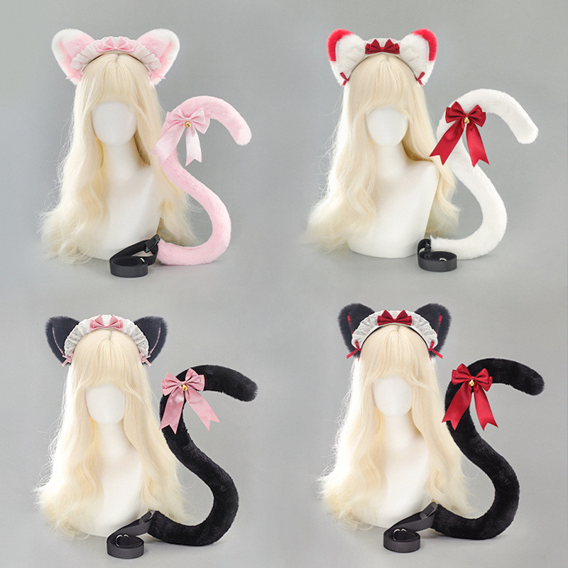 Cosplay Headband Kucing Lolita Asli, Properti untuk Konvensi Komik, Telinga  Ekor Kucing, Aksesoris 
