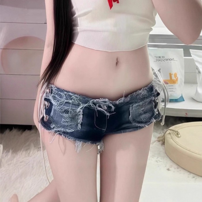 Pure Desire Hot Girl American Sexy Women's Denim Shorts Low Waist Hot Pants Nightclub Versatile Sli