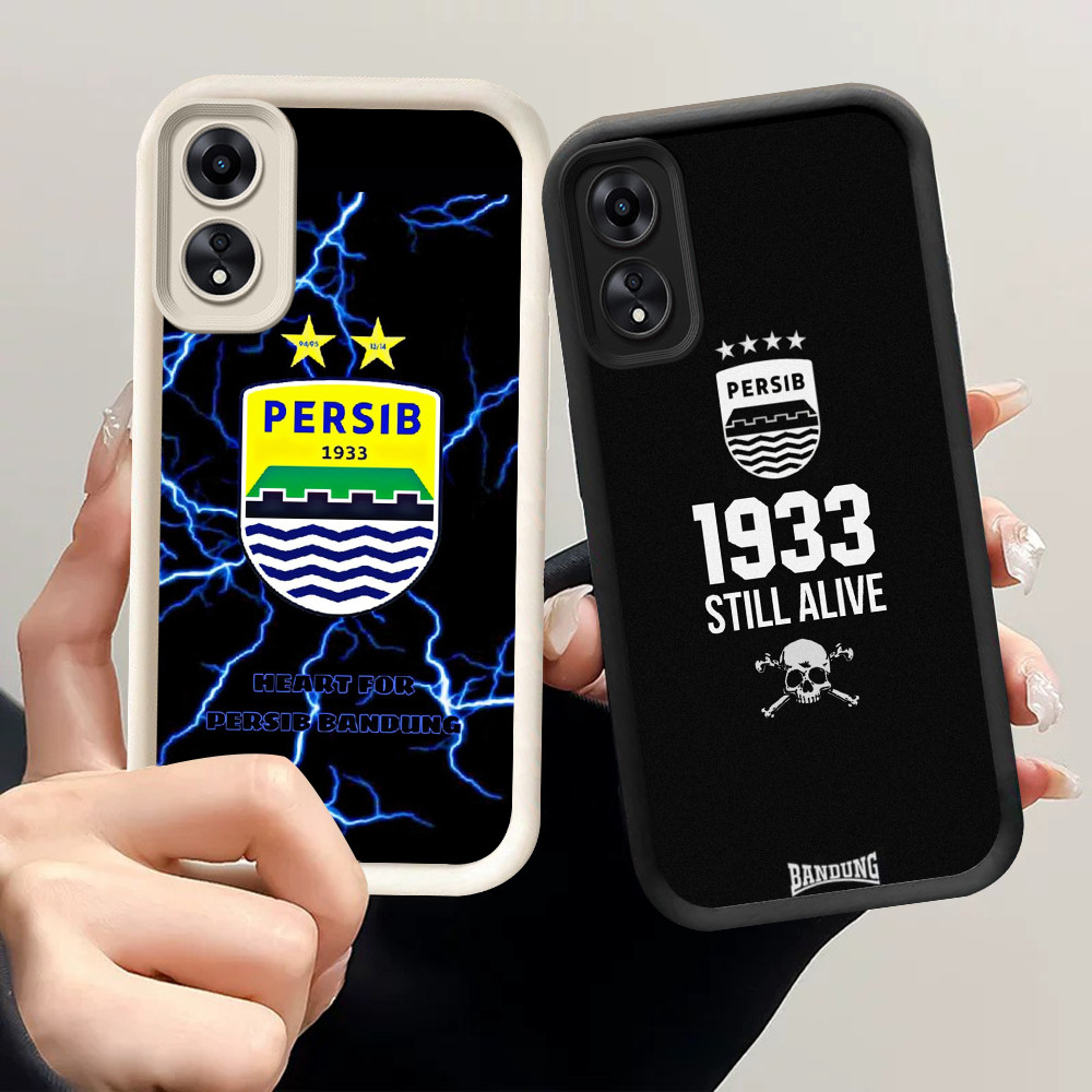 Casing untuk Silikon Hitam OPPO RENO 13F 2F 2Z A5X A5 A5i PRO 5G SA-18 Persib Bandung
