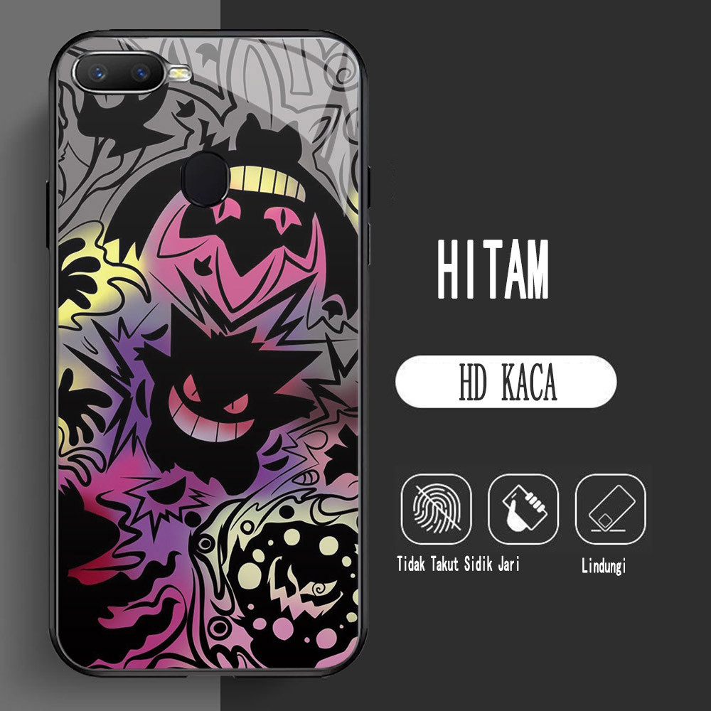 Y-8 Pokemon Gengar HD Kaca Casing untuk OPPO A12S A3S F7 F9 A11K A7 F5 A12 A5S A12E Pro Case