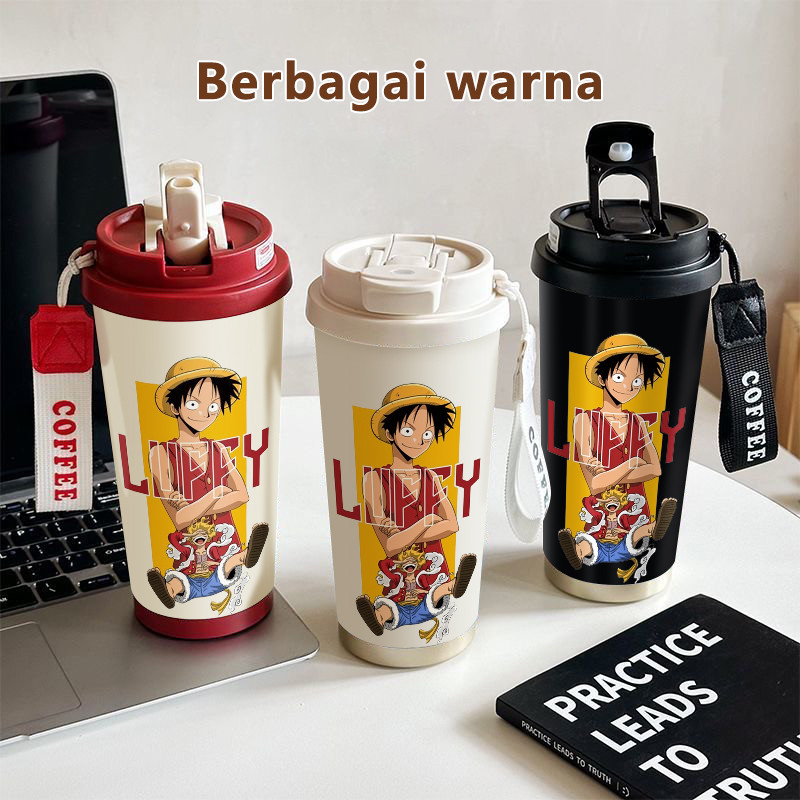 Luffy Anime Character COD  Tumbler kopi 500ml  Bottle Premium Termos air panas  Stainless steel 316 