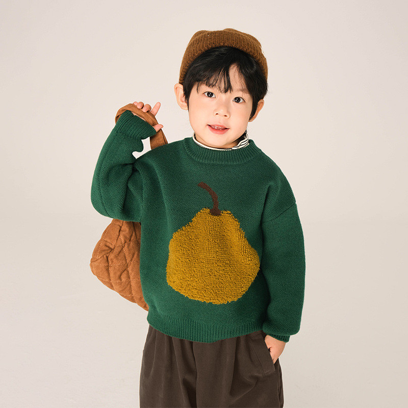 Baju anak lucu Pakaian Changguo Sweater Laki-laki Gaya Baru Rajut Tebal Anak-anak di    , Kaos Dasar