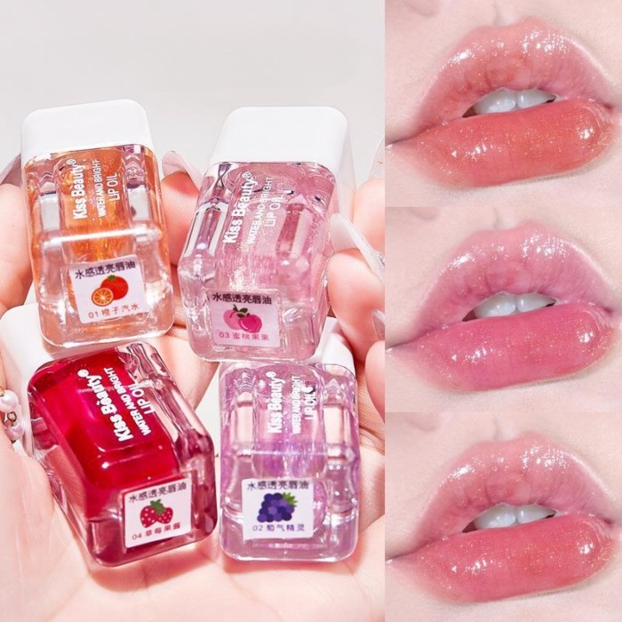 Kiss Beauty Watery Translucent Lip Oil Moisturizing Fine Glitter Lip Gloss Pouty Lips Student Mirro