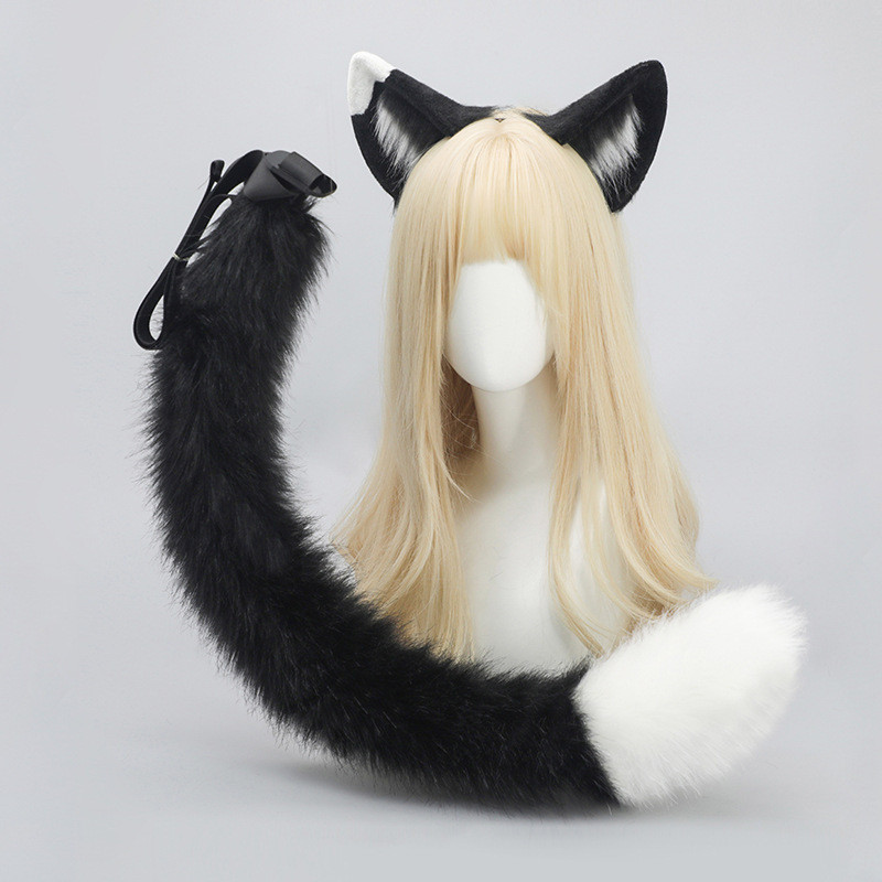 Cosplay Set realistis Izutsumi untuk cosplay, aksesoris  ekor hewan, ikat kepala telinga kucing moti