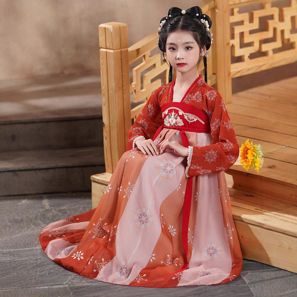Baju Anak - anak Kostume Tradisional Cina Hanfu Perempuan  Panas 2025 Baru Gaya Super Peri Kostum Ku