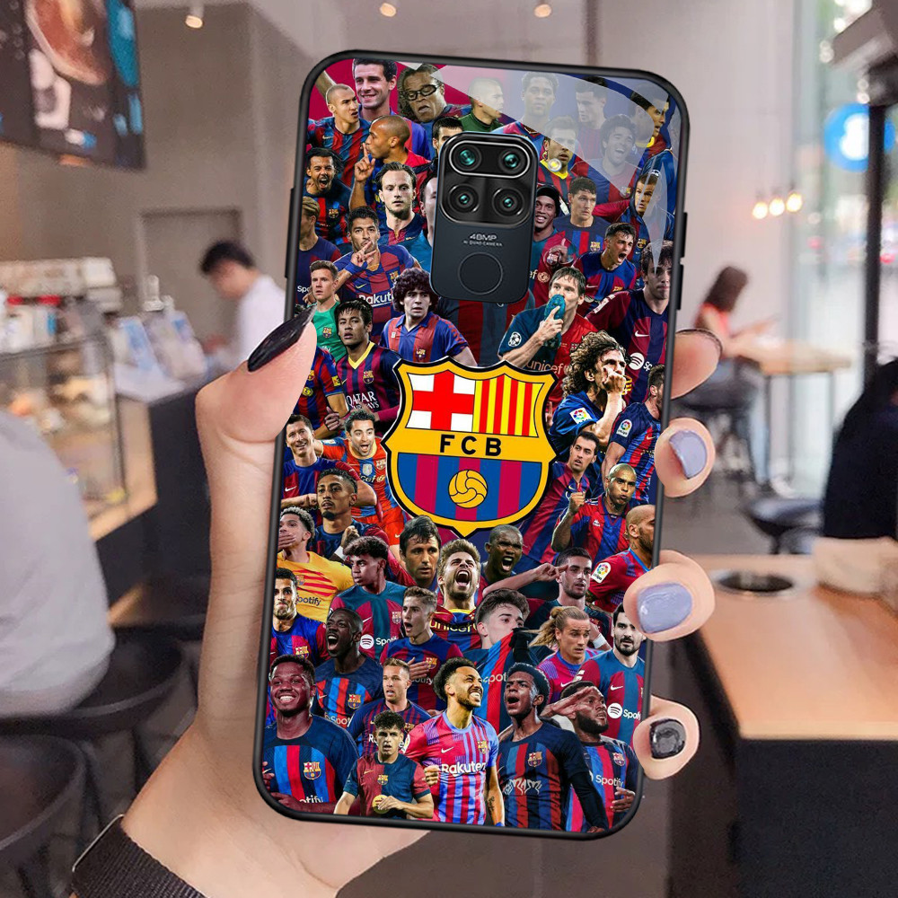 FA-1 Barcelona Football HD Glass Case Casing Kaca untuk Xiaomi Redmi Note Poco C75 14C M3 14R NFC C7