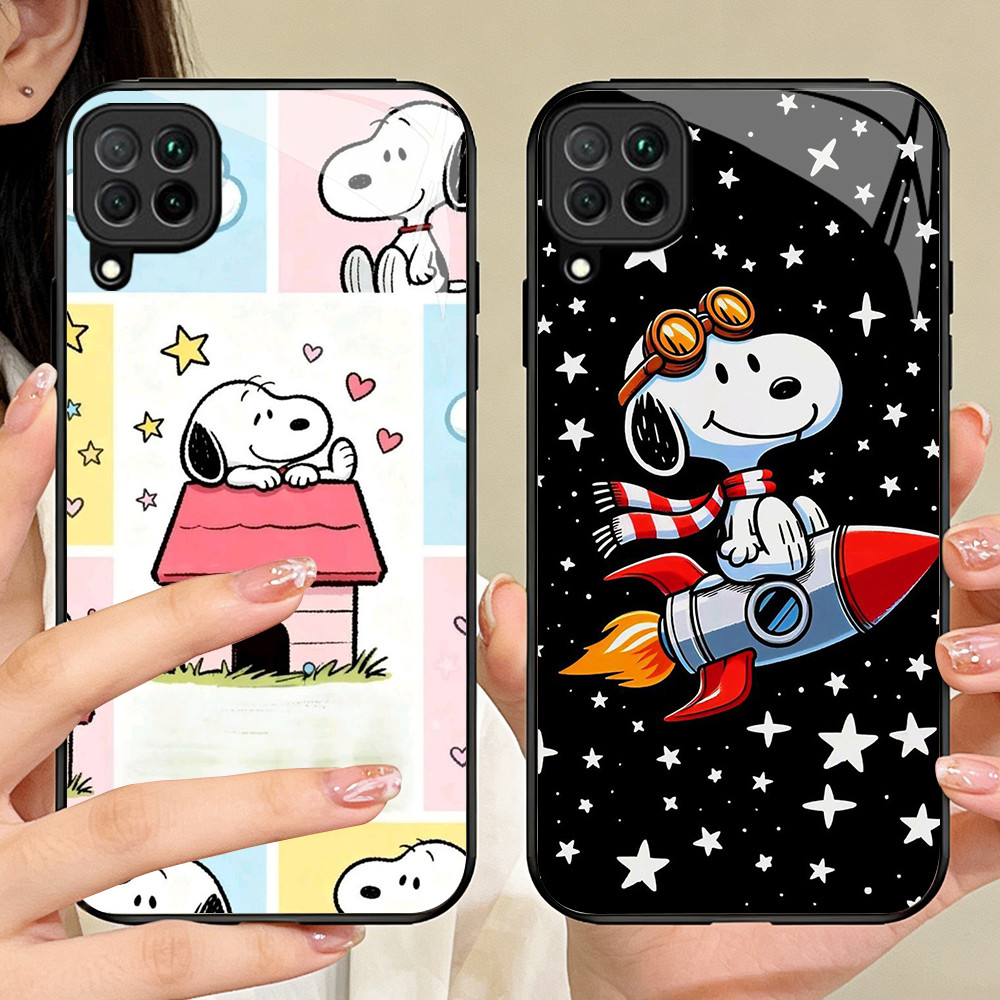 O-43 Snoopy Casing ponsel kaca tempered Samsung A22 A12 M12 M32 5G