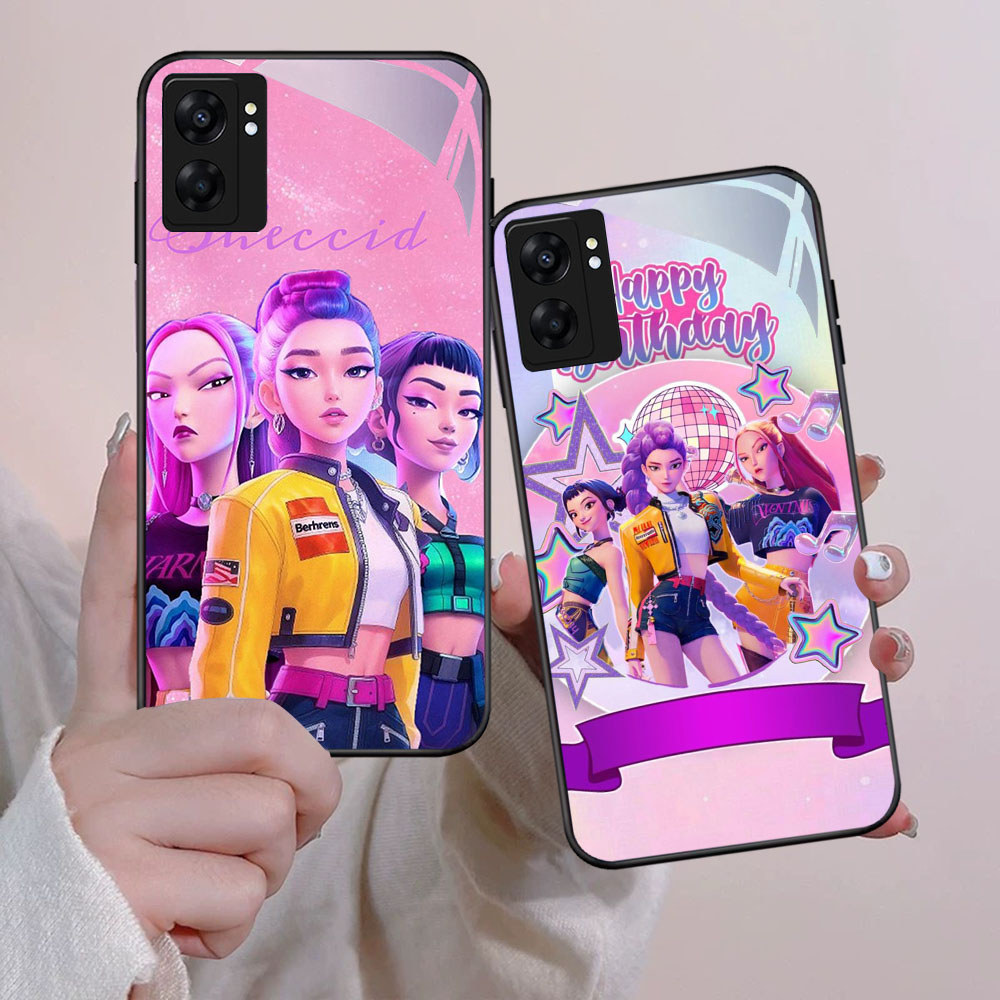 FB-19 KPop Demon Hunters HD Glass Case Casing Kaca untuk OPPO Reno A31 A33 A53S A91 A32 6Z A53 A60 F