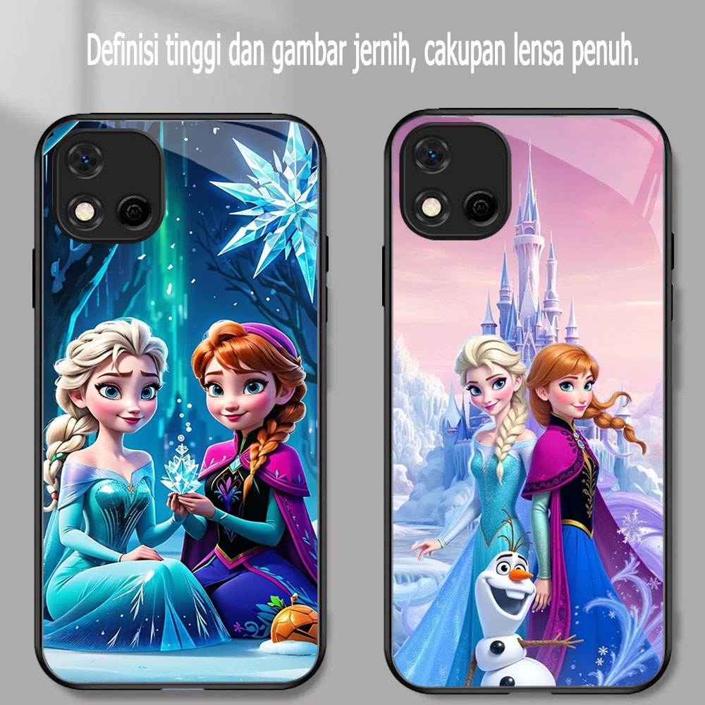 TS-64 Princess Elsa KACA lembut hitam Casing untuk Realme C20A C11 C55 C30S 7i C67 C17 C30 C20 C33 2