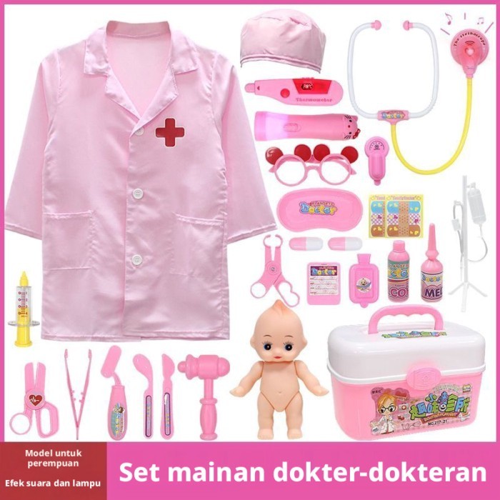 Baju simulasi dokter, mainan dokter, kotak medis dokter kecil, baju perawat, baju role play TK