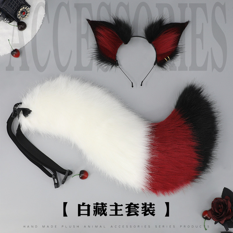 Cosplay Headband Qingqiu buatan tangan untuk cosplay di konvensi komik, set ekor rubah putih  teling