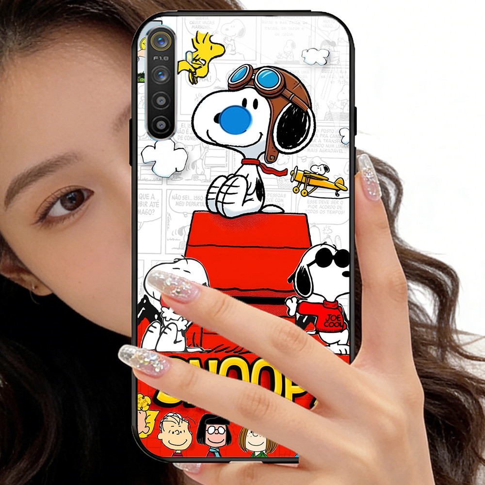 O-43 Snoopy Casing ponsel kaca tempered Realme Narzo 3i 5S 10A 10 5 6i C65 5i 20 7 20A 3 Pro