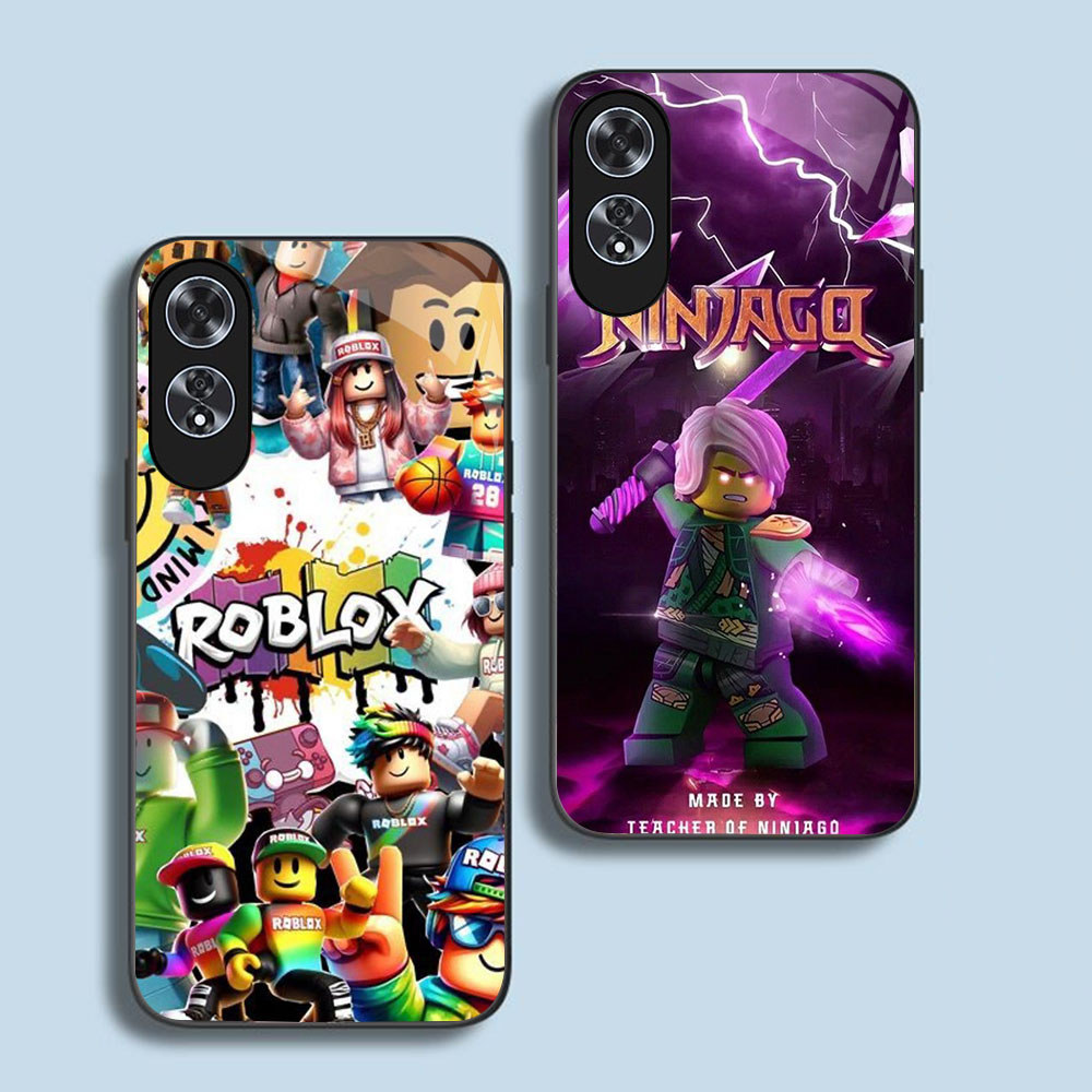 TS-44 FREE ROBLOX KACA lembut hitam Casing untuk OPPO Reno A98 A78 8T 11 A79 A60 A18 A58 A38 11F 5G