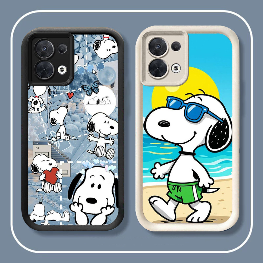 Casing untuk Silikon Hitam OPPO A92 A91 A78 A77s A77 A76 A9 5G AB-26 Snoopy