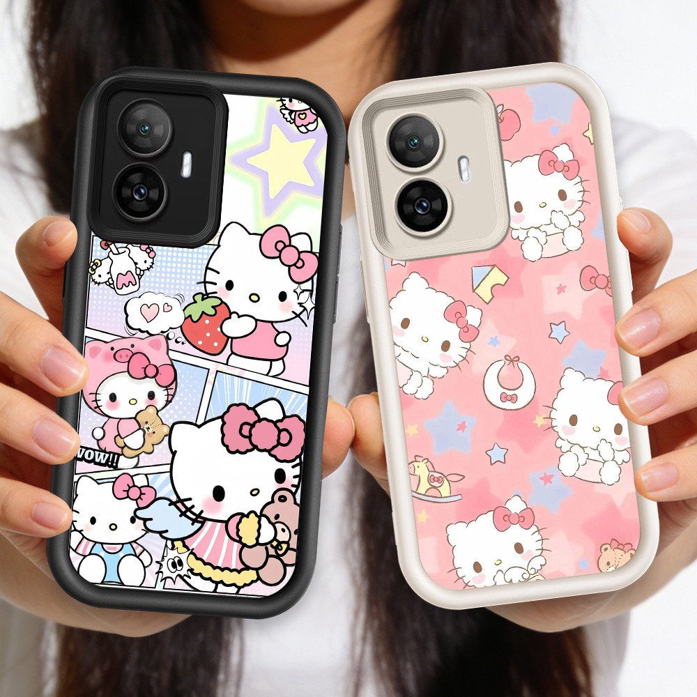 O-22 Hello Kitty Casing HP Silikon untuk Realme Narzo 14T C55 C33 N55 C67 Q3 V13 9i 30 5G