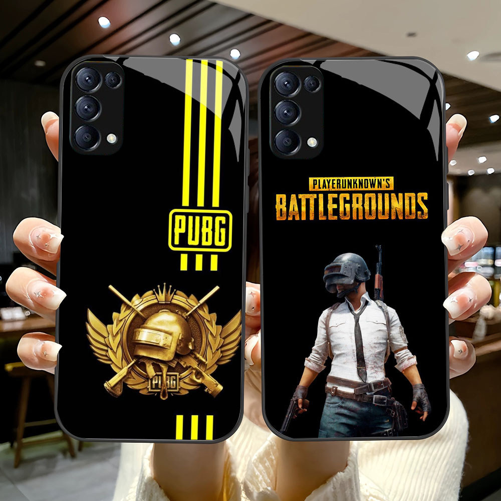 TK-64 PUBG Game HD Glass Casing HP OPPO A91 F15 Reno 3 4 5 6 6Z 7