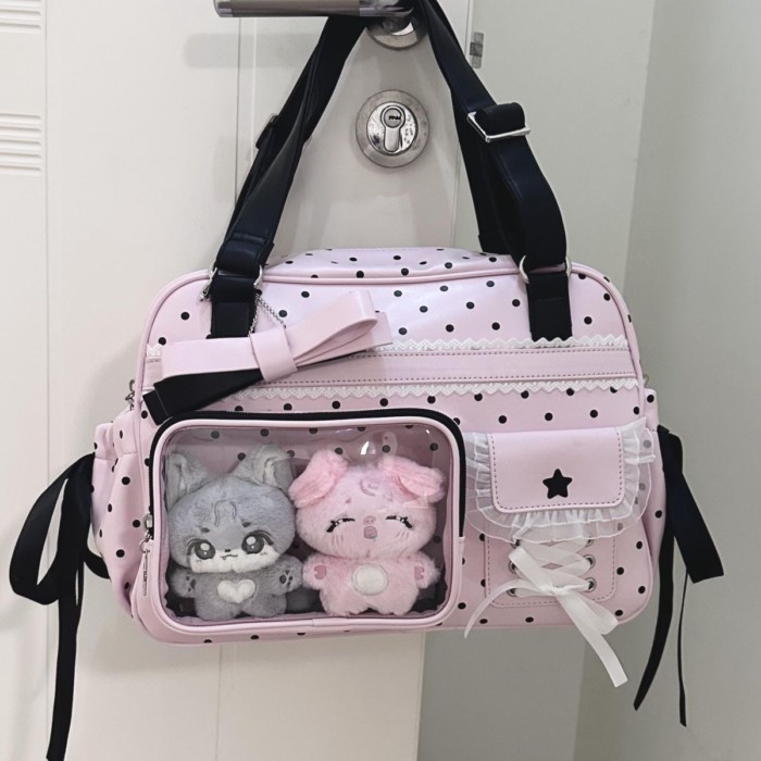 Jk Seragam Pink Polka Dot Tas Bayi Kapasitas Besar JK Seragam Tas Bintang Dua Dimensi Mengejar Rasa