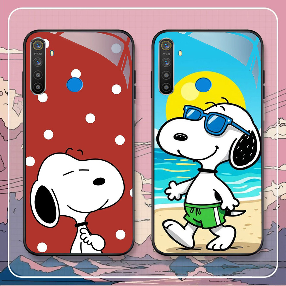 FB-45 Snoopy dog HD Glass Case Casing Kaca untuk OPPO Reno A77 A76 A36 A57S 7 A55 A17 A54 A96 A77S