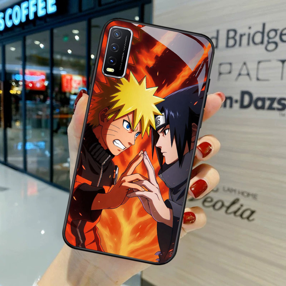FB-25 Naruto Sasuke HD Glass Case Casing Kaca untuk VIVO Y50 S1 Y20s Y30 V15 Y20i V27E Y20 Pro