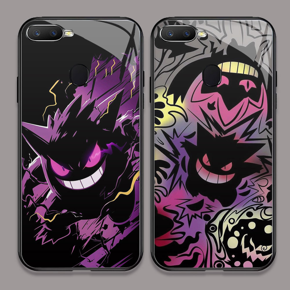 U-22 Pokemon Gengar HD Kaca Casing untuk OPPO F9 A12S A11K A7 A12 A5S A3S F5 A12E F7 Pro Case