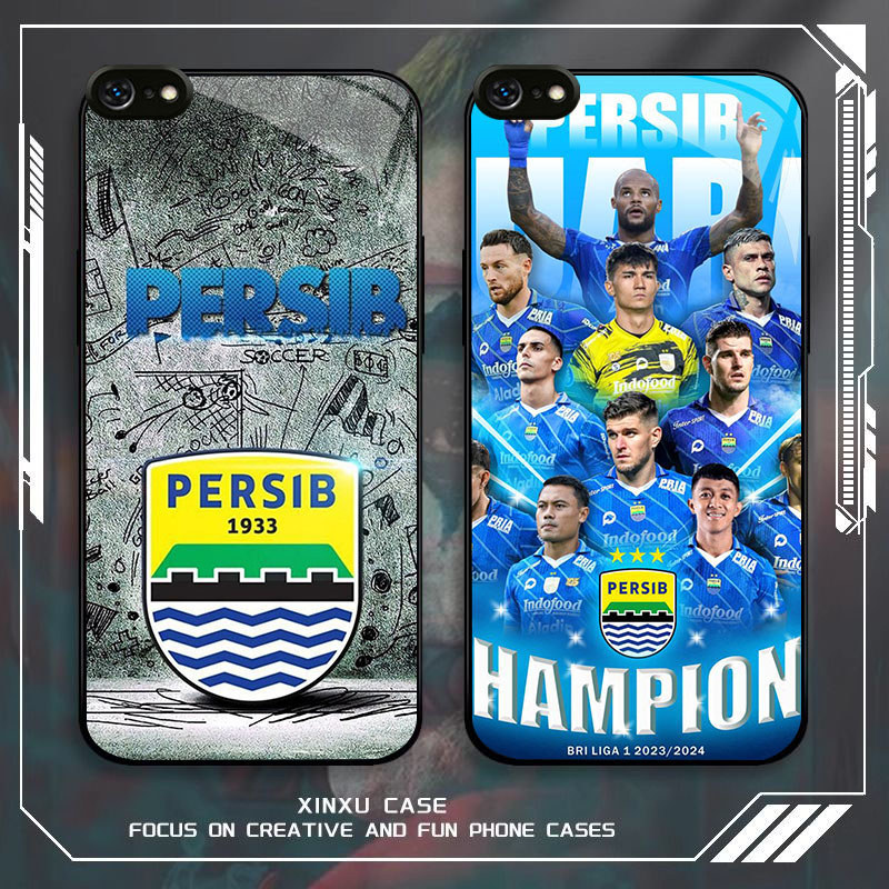 GK-39 Indonesian Persib Glass Casing untuk iPhone 6 XR 8 XS 6S SE X 7 Max Plus 2020 2022