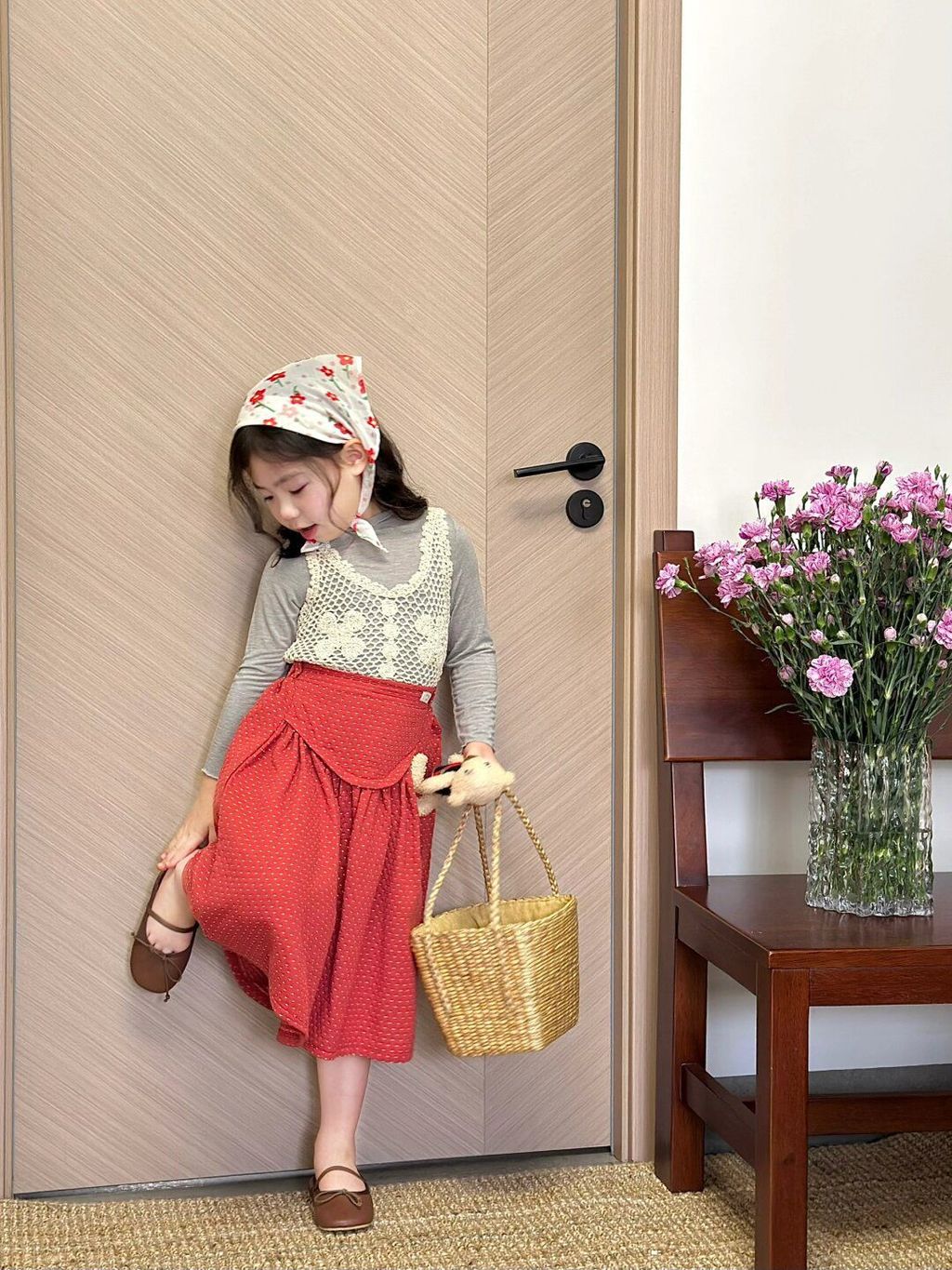 Versi Korea Pakaian Anak-anak 2025 Musim Semi dan Musim Gugur Anak Perempuan Rompi Rajutan Pendek Be