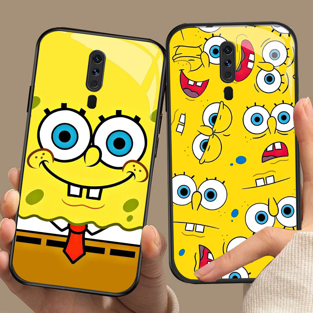 BW-30 Spongebob HD Glass Casing untuk OPPO A5 A9 F11 A9X Reno 2F 2Z Pro