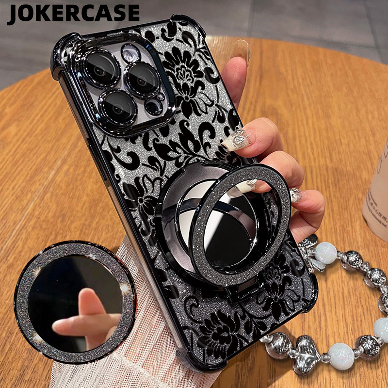 Glitter Card Case HP Oppo A16S A76 A80 A9 2020 Cermin Bracket Stand Oppo Case Silikon Casing Oppo A9