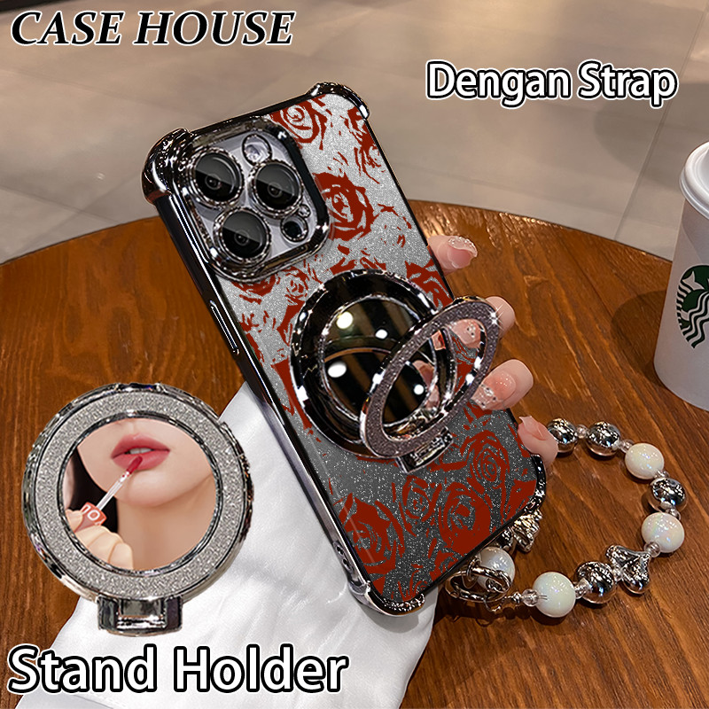 Glitter Card Case HP Vivo Y19S Pro Y21S Y15S Y02A Y28 Y19 Stand Holder Cermin Casing Vivo Y50 Y20SG 