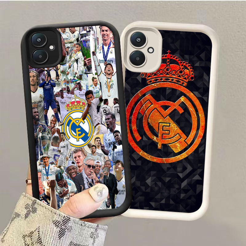 GK-76 Real Madrid logo Silikon hitam putih Casing untuk Xiaomi Poco 13T 14T C65 C71 14 Pro 5G