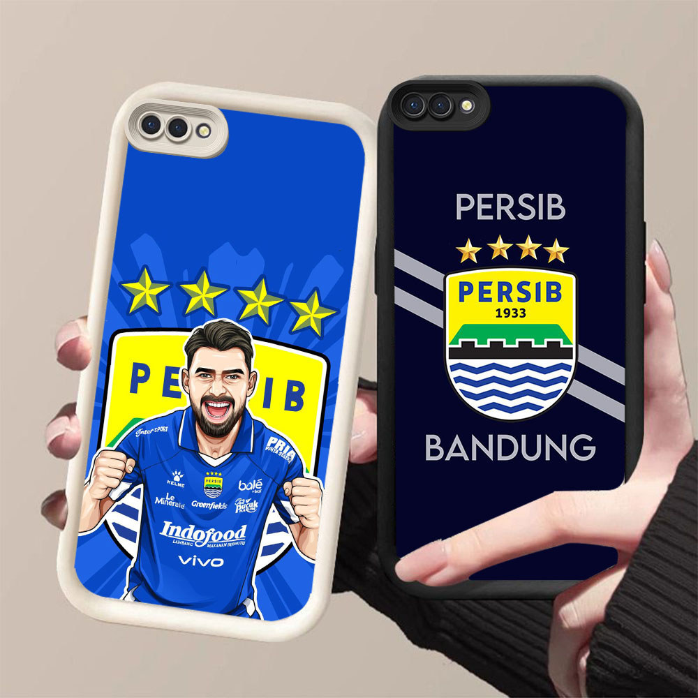 GK-69 Persib logo Silikon hitam putih Casing untuk OPPO Realme A5 A3S C2 A1K A12s C2s A12E A12 2018