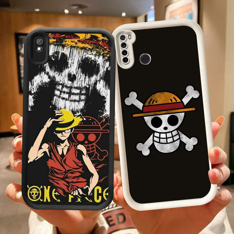 SK-19 One Piece logo Silikon hitam putih Casing untuk Redmi Note 6A 7 9A 9T Pro