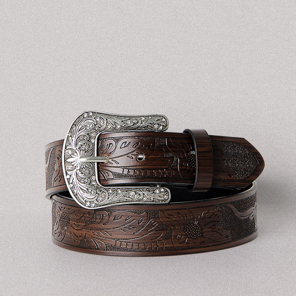 Sabuk Ikat Pinggang Pria Berbahan Kulit Sapi dll Dekoratif Gesper Pin Retro Bahan PU Tren Fashion Un