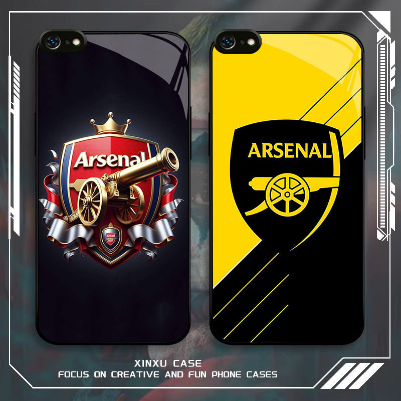 GK-28 FC Arsenal Glass Casing untuk iPhone 6 XR 8 XS 6S SE X 7 Max Plus 2020 2022