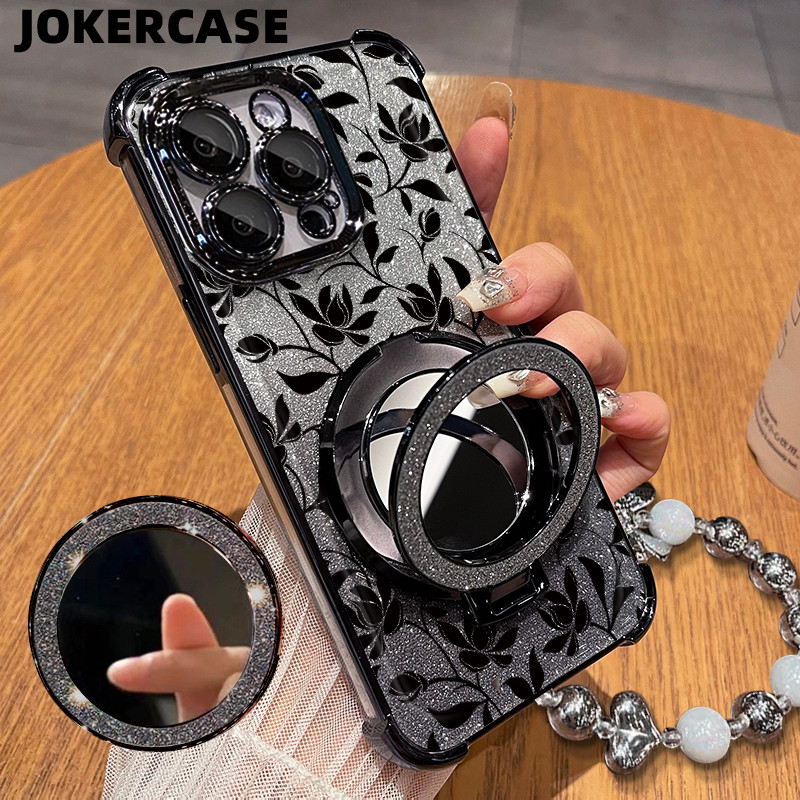 Glitter Card Case HP Oppo A12S A15 A17 A18 Cermin Bracket Stand Oppo Case Silikon Casing Oppo A31 A3