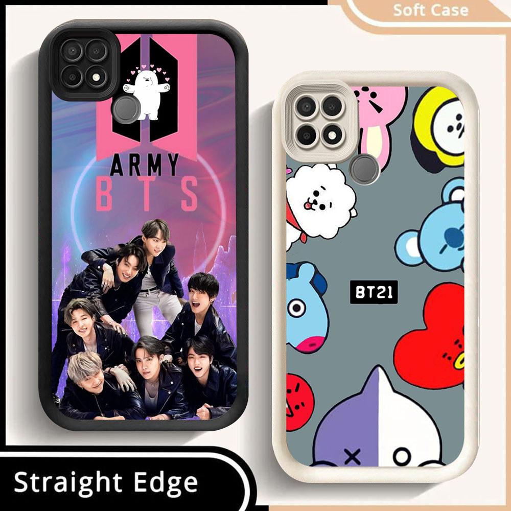 SD-2 BTS BT21 Shockproof Casing untuk OPPO A15 A15s A35 Realme C21 C21Y C12 C15 C25 C25Y C25S Narzo 
