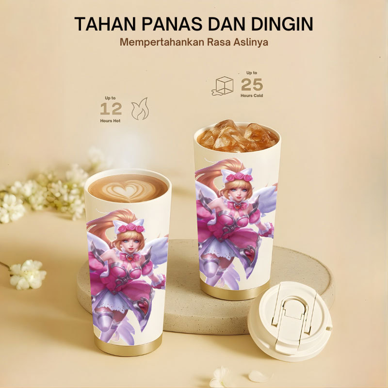 Tumbler Miya Mobile Legend | 500ml SUS 304 | Anti Bocor 100% | Tahan Panas & Dingin 12 Jam | Sedotan