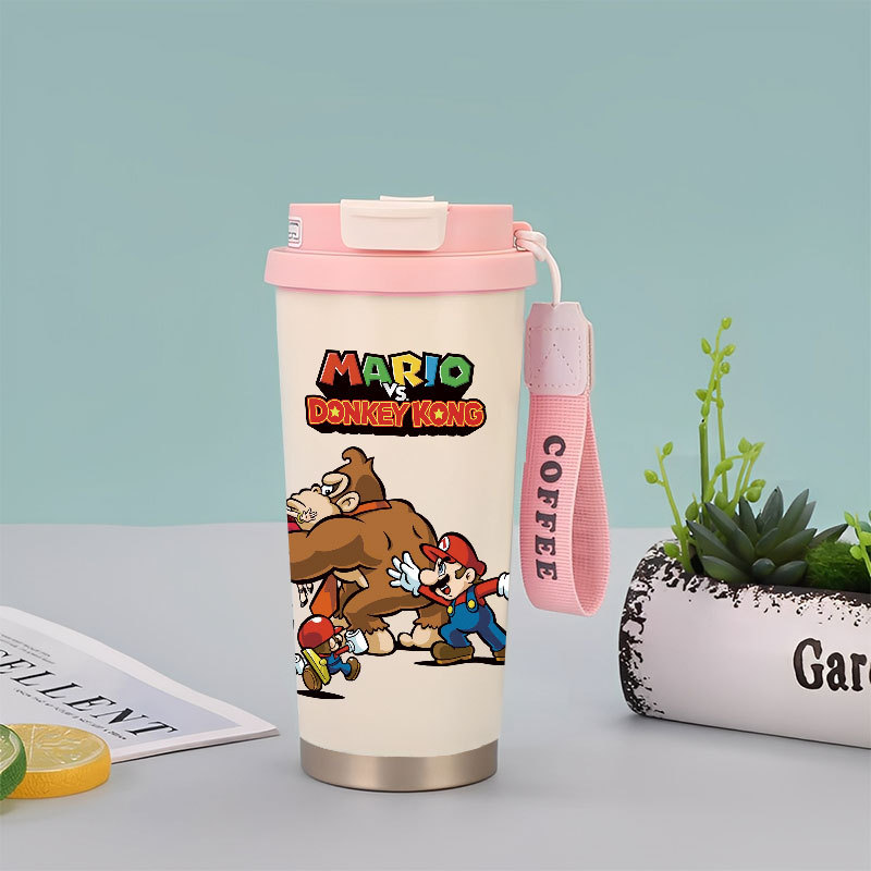 Nintendo Mario Luigi Bowser Donkey Kong Tumbler Kopi Stainless Steel CUP 500 ML Vacuum Mug Termos Co