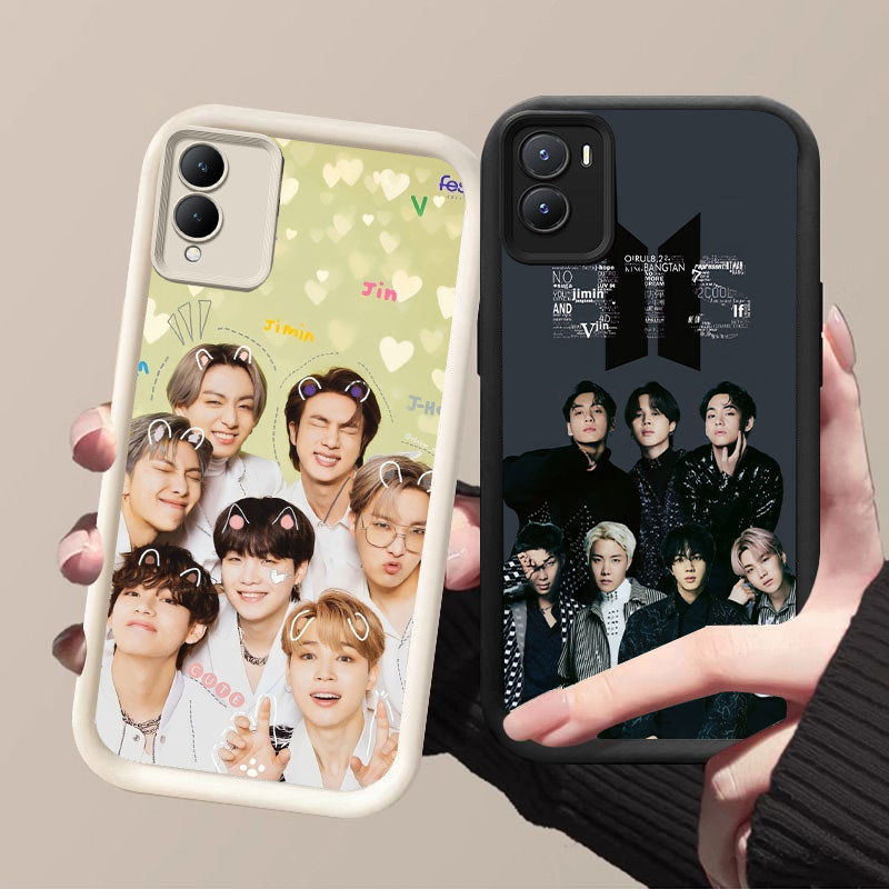 UK-5 BTS boy Hitam Putih silikon lembut Casing untuk VIVO IQOO Y56 Y28 Y17S Y35 Z10 2024 5G