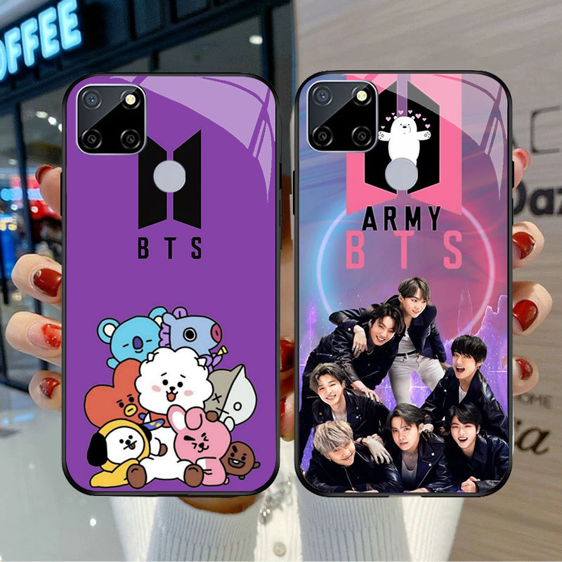 SD-2 BTS BT21 HD Glass Casing untuk Realme C12 C25Y C25 C25S C21Y C15 C21 Narzo 30A 20 OPPO A15 A15S