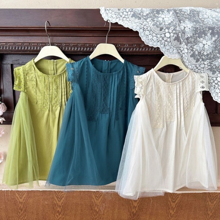 Ready Gaun putri gaya Korea baru untuk anak perempuan, gaun tulle gaya Cina baru yang super seperti 