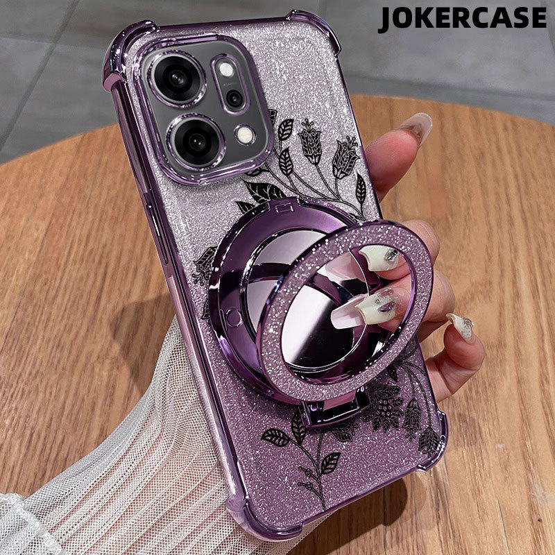 Glitter Card Case HP Samsung A35 5G A50S A52 A03S A04E Cermin Dengan Stand Samsung Case A05S A06 A30