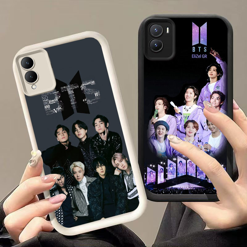 HK-32 Korean BTS Shockproof Casing untuk Silikon hitam putih VIVO IQOO Y35 Y56 Y28 Z10 Y17S 2024 5G