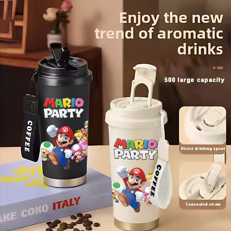 Nintendo Mario Luigi Bowser Donkey Kong Tumbler Kopi Stainless Steel CUP 500 ML Vacuum Mug Termos Co