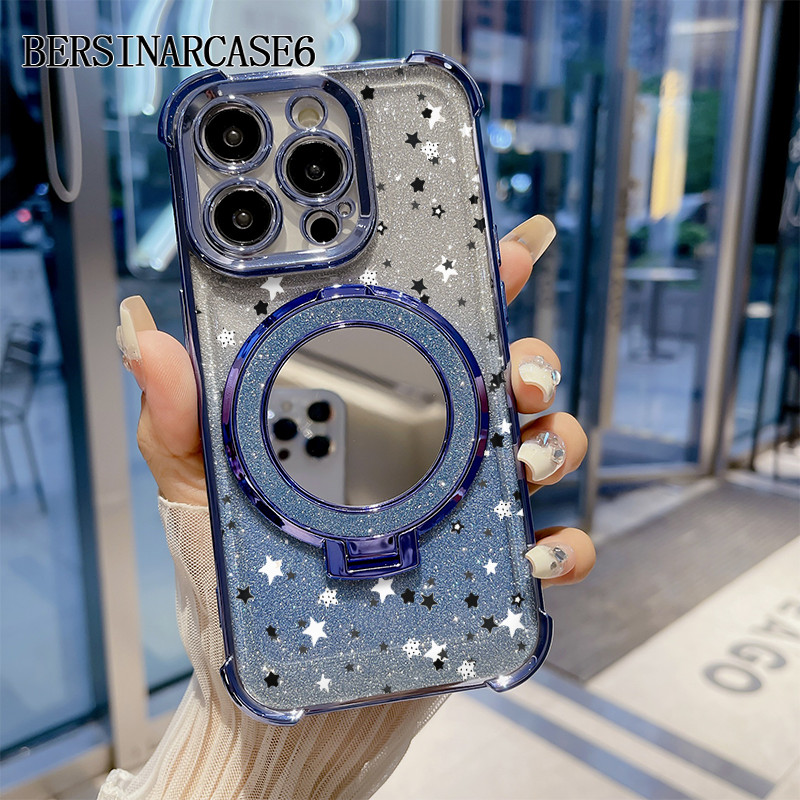 Case Redmi A1 10 10C 13C 9T Case Dengan Stand Cermin Bracket Stand Soft Case Redmi Note 9 Note 10 Ce