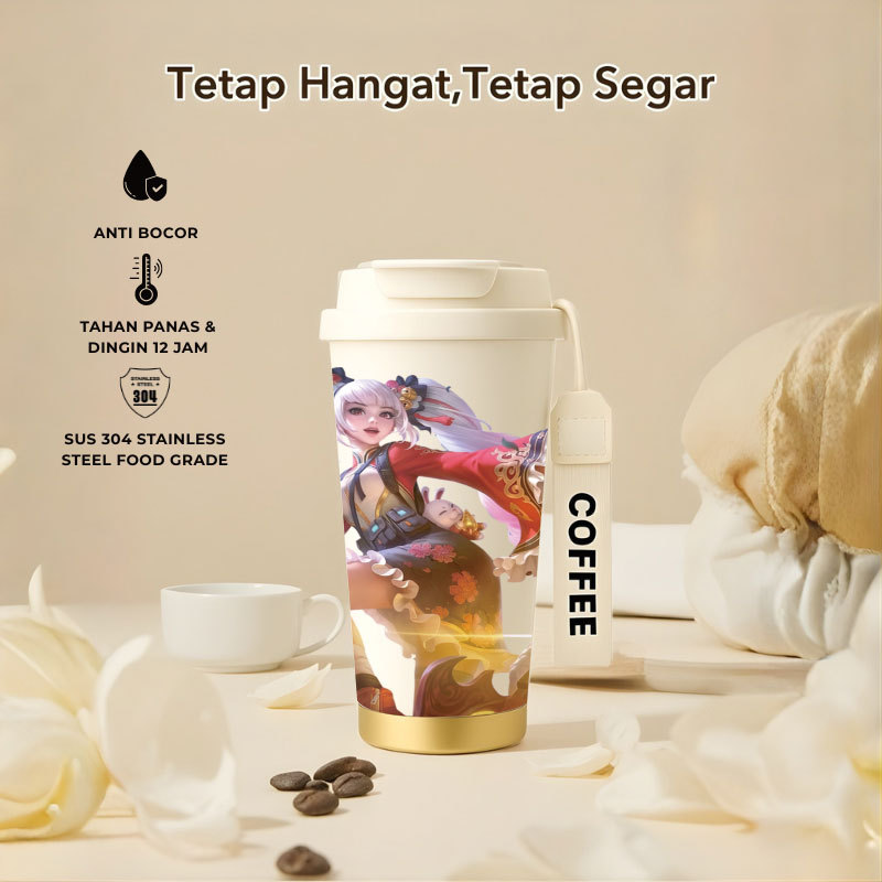 Tumbler Layla Mobile Legend | 500ml SUS 304 | Anti Bocor 100% | Tahan Panas & Dingin 12 Jam | Sedota