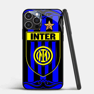 GK-40 Inter Milan Glass Casing untuk iPhone 14 15 Plus Pro Max